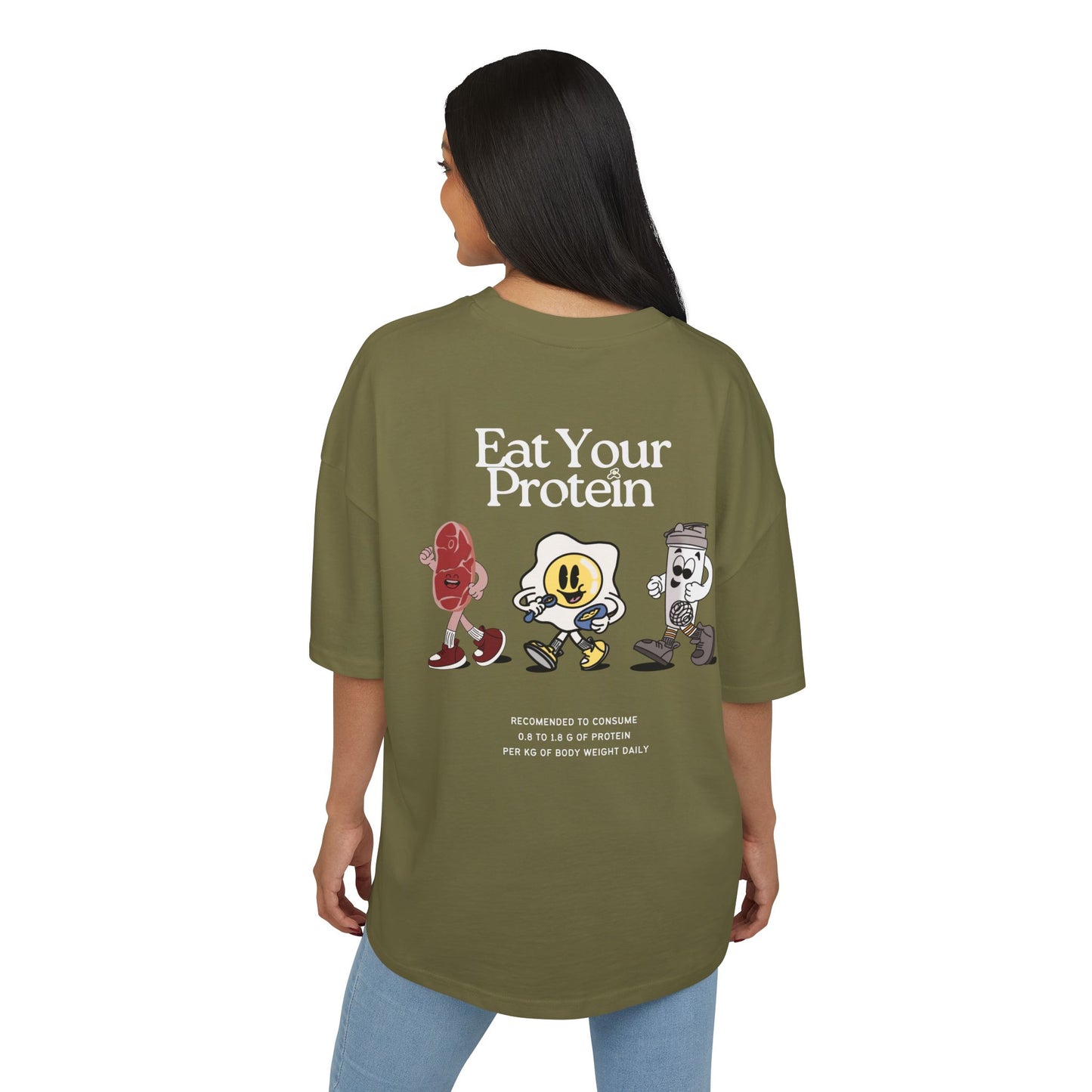 "Eat Your Protein" Unisex Ultra Heavy Oversized Cotton Box Tee
