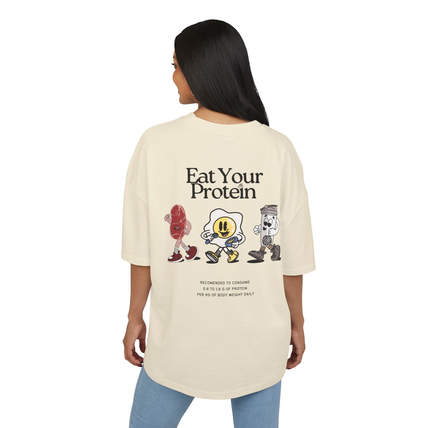 "Eat Your Protein" Unisex Ultra Heavy Oversized Cotton Box Tee