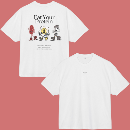 "Eat Your Protein" Unisex Ultra Heavy Oversized Cotton Box Tee